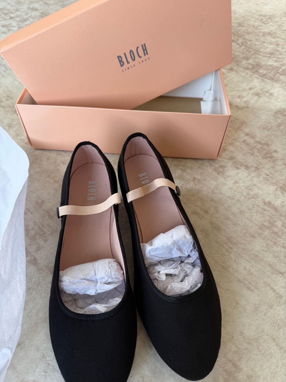 Bloch Black Mary Jane Flats with Cream Strap